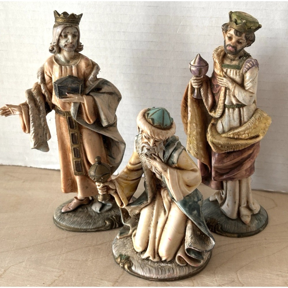 Vintage Fontanini 3 Wise Men Magi Spider Mark Italy 6" Tall Christmas Nativity